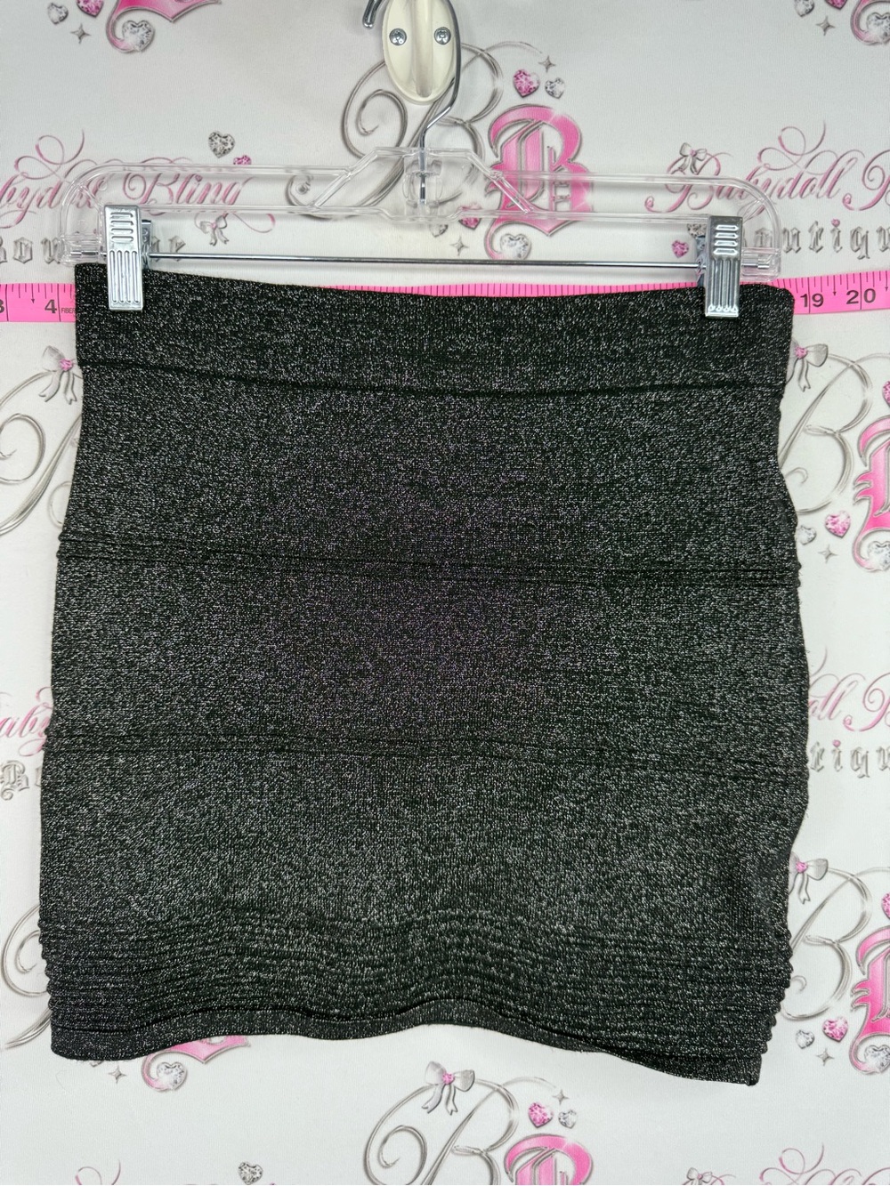 Material Girl skirt sparkly Metallic Black Knit Mini Skirt